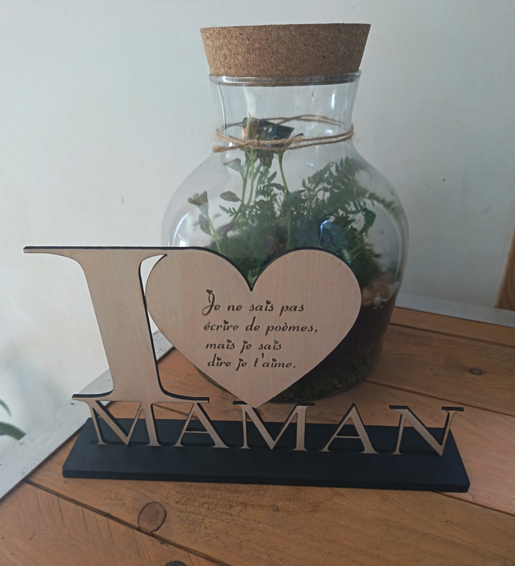 Décoration en bois " I LOVE MAMAN"
