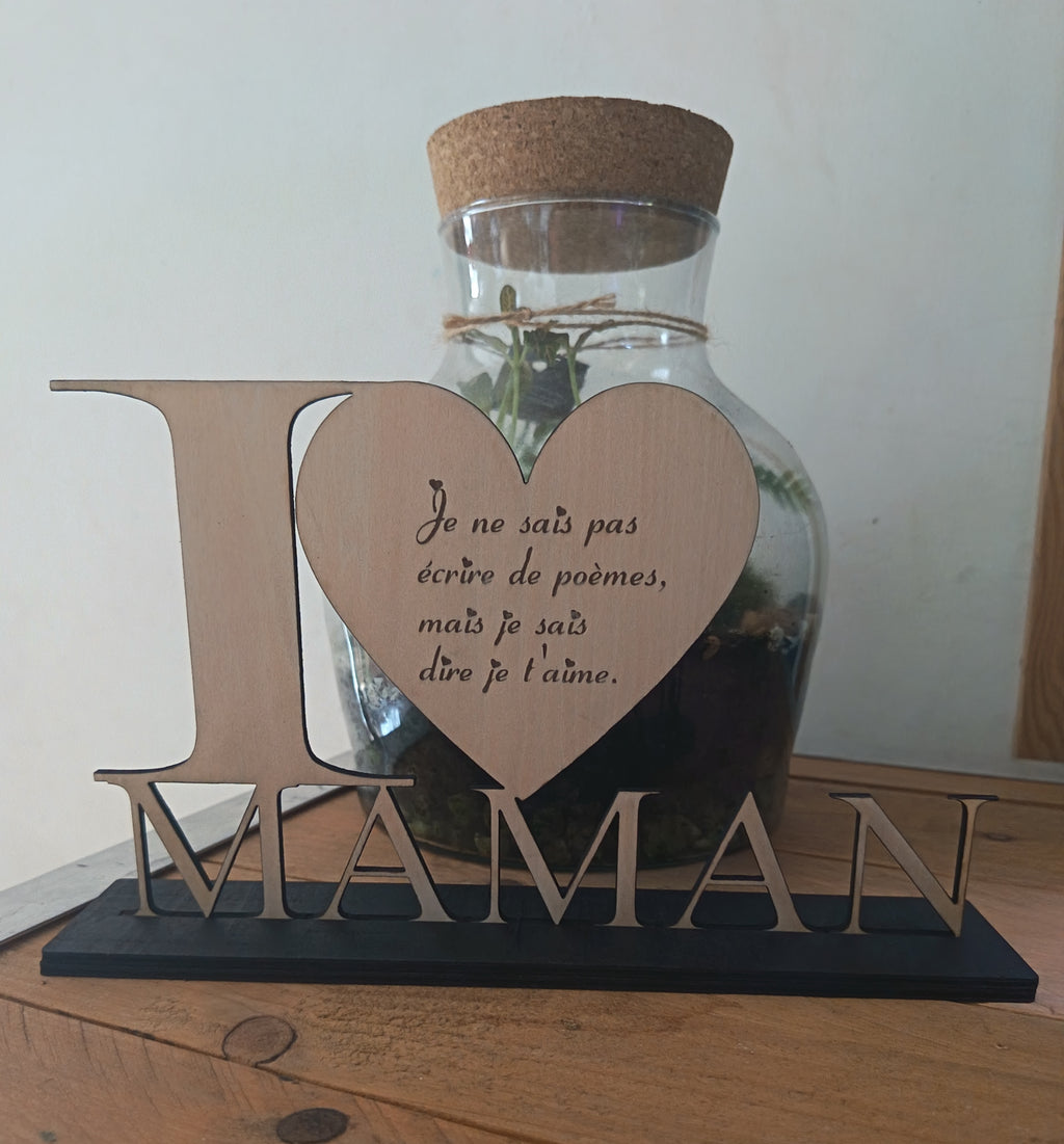 Décoration en bois " I LOVE MAMAN"