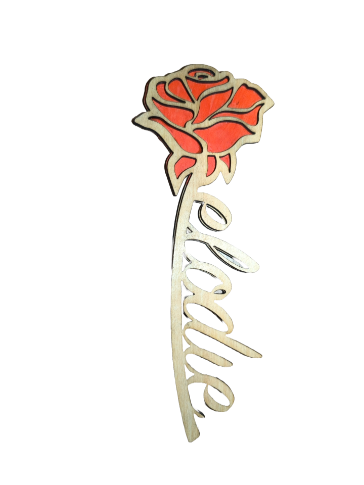 Rose Saint-Valentin en bois personnalisable