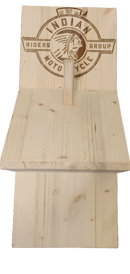 Support de casque moto en bois personnalisable